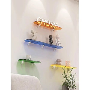Acrylic Wall Mounted Storage Rack Floating Shelf | Bathroom Organizer | Home Accessories Shelves | Kitchen shelves