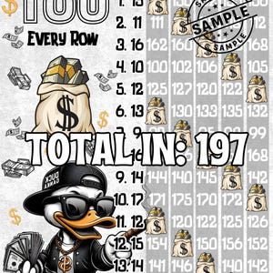 180 planches de bingo sur chaque rangée avec tableau de bingo profit, PP Choisissez votre prix, thème Gangsta Duckie, jeu de 15 lignes standard