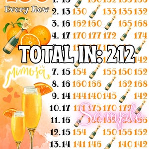 180 in ogni riga con grafica del tabellone del bingo Profit, PYP Scegli il tuo premio Tema Brunch Mimosa, Gioco regolare a 15 linee