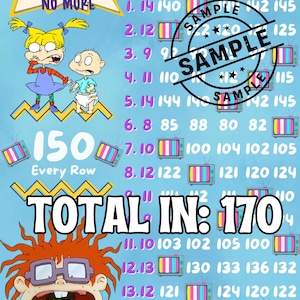 150 In Every Row With Profit Bingo Board Graphic, PYP Pick Your Prize 90s Cartoon Themed, Regular 15 Line Game