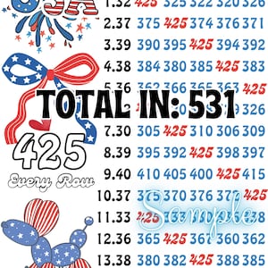 425 en cada fila con gráfico de tablero de bingo de ganancias, estilo PYP, elige tu premio, tema del 4 de julio de Estados Unidos / Día de los Caídos, juego regular de 15 líneas