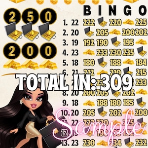 2 types de 200 ou 250 par rangée, avec graphique de plateau de bingo-test Profit, PP Choisissez votre prix Offre sans accord sur le thème de la mallette, jeu de 15 lignes standard