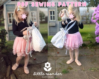 Childrens Tote Bag PDF Sewing pattern, Baby toddler kids reversible lined tote digital pattern, Beginner easy sewing pattern for bag