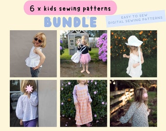 Childrens PDF Sewing patterns Bundle, Baby toddler kids sewing pattern, Beginner easy sewing pattern, Girls dress pattern, kids top patterns