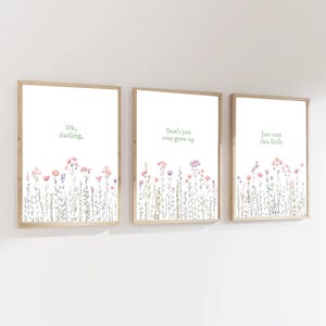 Set of 3 Oh Darling Don&#39;t You Ever Grow Up Taylor Poster Never Grow Up Lyric Print Inspired Nursery Wall Art Baby Decor