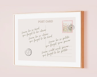 Nunca seas tan amable que olvides ser inteligente. Póster/postal con cita de Marjorie Taylor. Letras de canciones. Impresión sutil para la oficina, el hogar o cualquier habitación. Impresión digital.