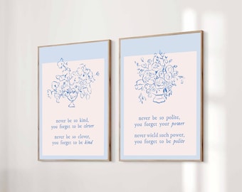 Set of 2 Taylor Poster Never Be So Kind You Forget To Be Clever Marjorie Lyrics Print Subtle Office Decor Quote Aesthetic