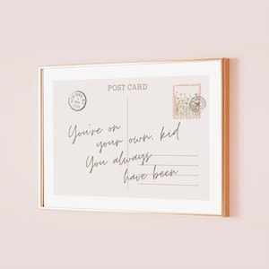 Vous êtes seul, affiche de Taylor inspirée de la carte postale, impression de paroles, décoration de bureau subtile, citation esthétique, maison, chambre, art mural