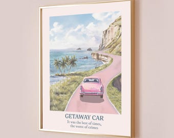 Getaway Car Taylor Poster Quote Lyric Print Inspired Office Wall Art Subtle Aesthetic Home Room Pink Bedroom Watercolor Digital Printable