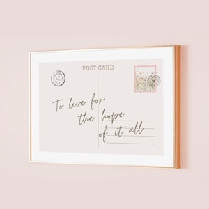 To Live For The Hope If It All Taylor Poster Postkarte Lyrik Druck Subtiles Büro Dekor Horizontales Zitat Home Zimmer Preppy August