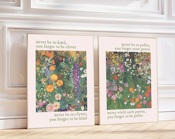 Set of 2 Never Be So Kind You Forget To Be Clever Taylor Poster Marjorie Quote Lyrics Print Subtle Office Decor Home Room Digital Printable