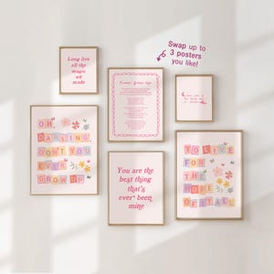 Set of 6 Bundle Oh Darling Don&#39;t You Ever Grow Up Taylor Poster Quote Lyric Print Never Grow Up Baby Nursery Room Decor Digital Printable