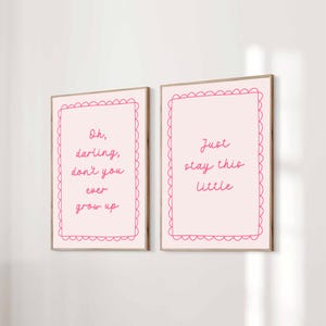 Set of 2 Oh Darling Don&#39;t You Ever Grow Up Taylor Poster Lyric Print Never Grow Up Baby Nursery Wall Art  Kids Room Decor Digital Download