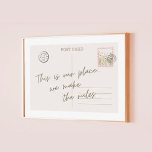 Questo è il nostro posto, noi facciamo le regole, poster di Taylor, cartolina, stampa lirica, decorazione per ufficio sottile, citazione, estetica, arte murale per la casa, camera da letto preppy.