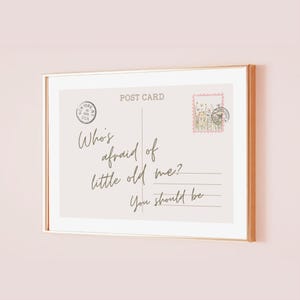 Chi ha paura di me, poster di Taylor ispirato alla cartolina da parete, citazione, testo, stampa, decorazione da ufficio, opere d'arte per la casa
