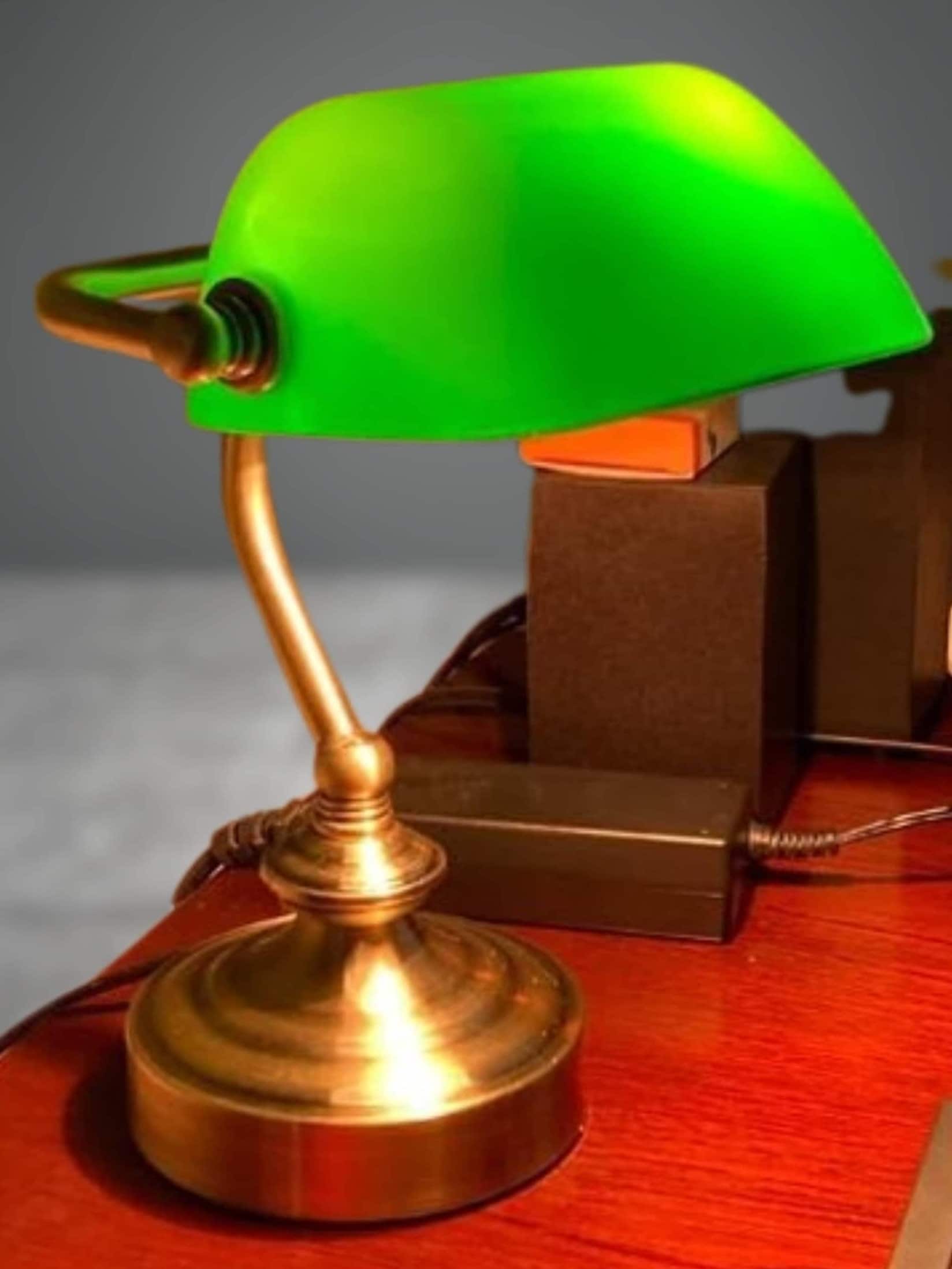 Lampe de banquiers Table Vert, Blanc, Lampe de bureau en verre de banquier