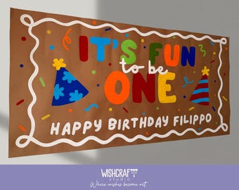 Custom Hand Painted Birthday Banner |  Birthday Decor | Personalized  Banner | Neutral Party Backdrop | Birthday Sign | Party Decor