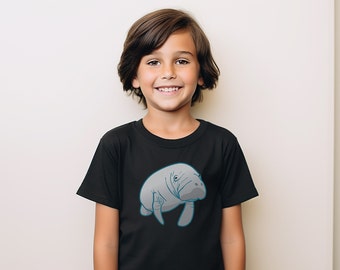 Kinder lamantijn T-shirt, schattig dieren T-shirt, lamantijn liefhebbers, coole kinder tees, kinder strandkleding tee, leuke kinderkleding, jongens en meisjes T-shirts