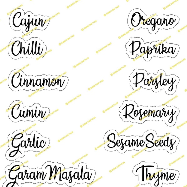 Kitchen Herb&Spice Jar Labels SVG