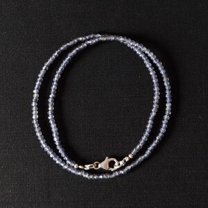 Iolite Beaded Necklace, Iolite Faceted Rondelle Gemstone Beads Sterling Silver Choker, Iolite Necklace for Women image 5