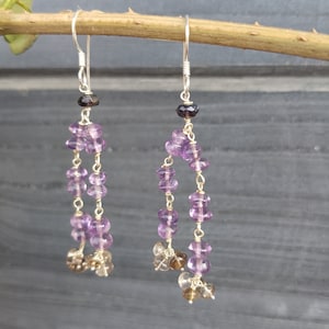 Multi gemstone beaded silver earring, earring gift for her, natural multi gemstone beads silver earrings, dangle earring, boho earrings,