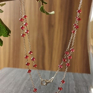 Delicate gemstone necklace, gemstone necklace, birthday gift necklace, garnet gemstone beads sterling silver chain necklace, gift for women