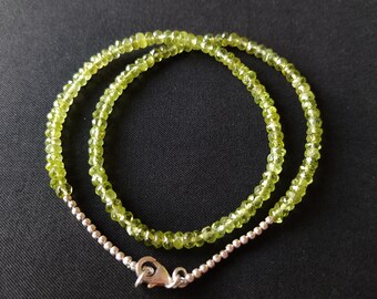 Handmade Peridot Gemstone Sterling Silver Necklace, Boho Jewelry