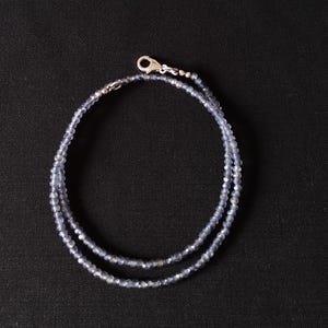 Iolite Beaded Necklace, Iolite Faceted Rondelle Gemstone Beads Sterling Silver Choker, Iolite Necklace for Women image 6