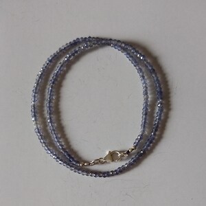 Iolite Beaded Necklace, Iolite Faceted Rondelle Gemstone Beads Sterling Silver Choker, Iolite Necklace for Women image 3