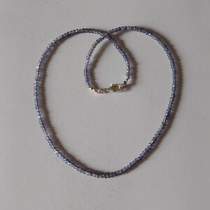 Iolite Beaded Necklace, Iolite Faceted Rondelle Gemstone Beads Sterling Silver Choker, Iolite Necklace for Women image 2