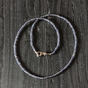 Iolite Beaded Necklace, Iolite Faceted Rondelle Gemstone Beads Sterling Silver Choker, Iolite Necklace for Women image 8