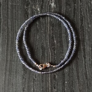 Iolite Beaded Necklace, Iolite Faceted Rondelle Gemstone Beads Sterling Silver Choker, Iolite Necklace for Women image 9