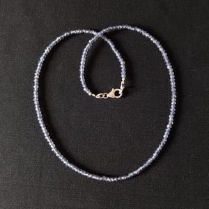 Iolite Beaded Necklace, Iolite Faceted Rondelle Gemstone Beads Sterling Silver Choker, Iolite Necklace for Women image 4
