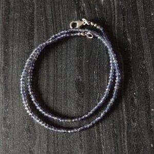 Iolite Beaded Necklace, Iolite Faceted Rondelle Gemstone Beads Sterling Silver Choker, Iolite Necklace for Women image 7
