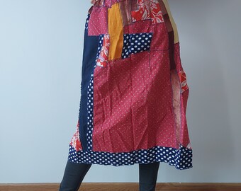 Puzzle Summer Cotton Skirt, Mad Patchwork Petticoat, Geometric Unique Gored Skirt, Aesthetic Flared Skirt, Rainbow Punk Outfit, New Kilt