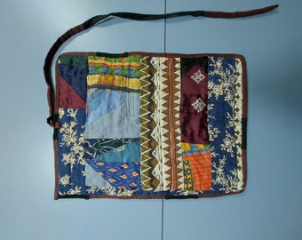 Patchwork Sewing Organizer Bag: Rainbow Fabric Tool Case