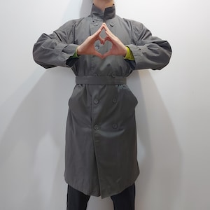 Vintage 70s Gray Trench Coat: STREET Lined Overcoat, Size M