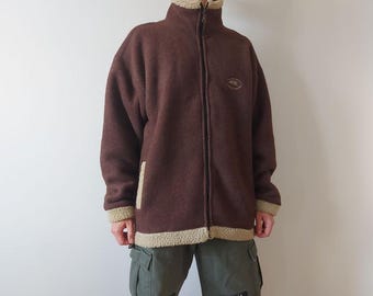 The Australian Outback Collection S101, Wood Brown Fleece Jacket, Beige Short Coat, Full Zip Shell Top, Outdoor Warm Windbreaker, Size XXL