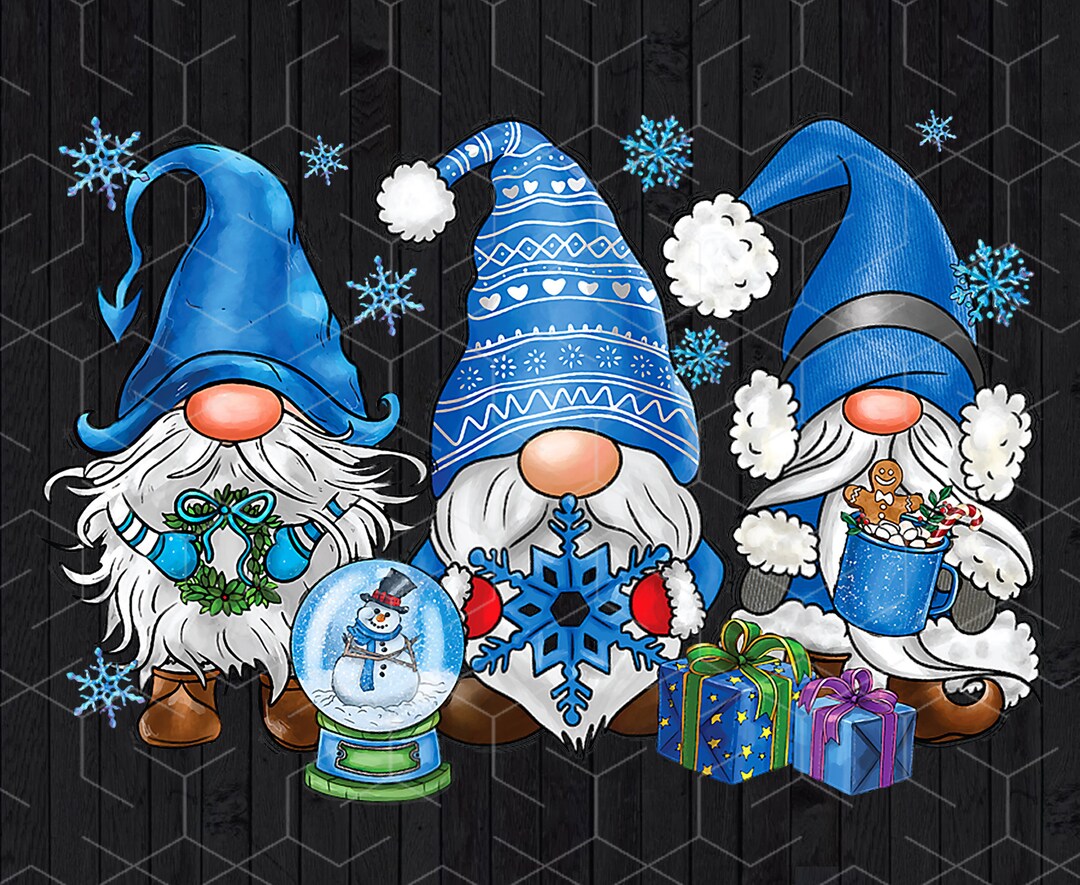 Christmas Gnomes Png, Snowman Gnomes in Blue Png, Merry Christmas