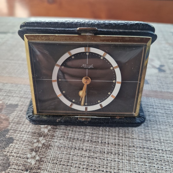 Vintage KIENZLE Wind-Up Travel Alarm Clock Made in Germany WORKS !