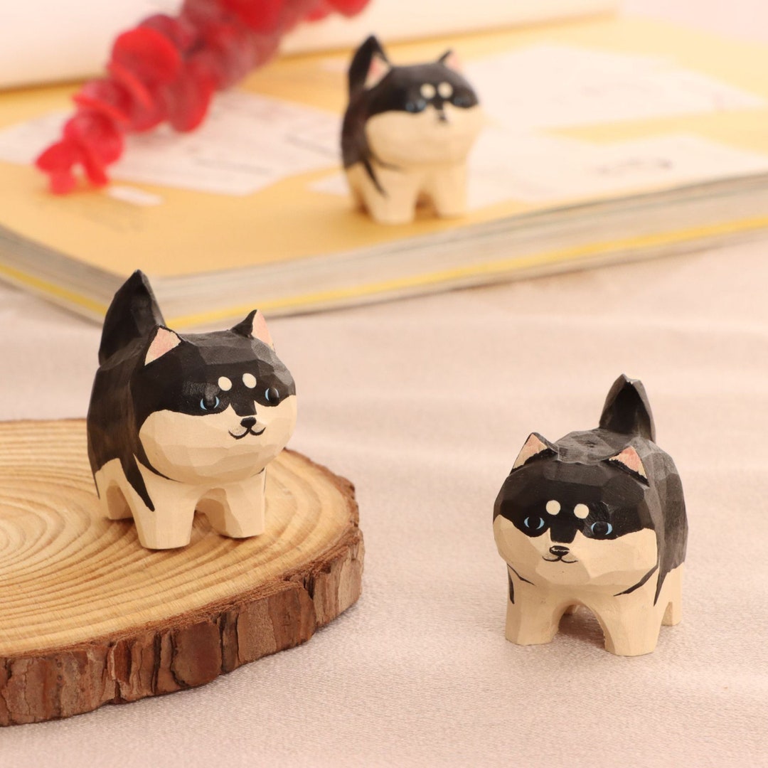 Cute Small Dog Statue Wooden Home Decor for Etsy