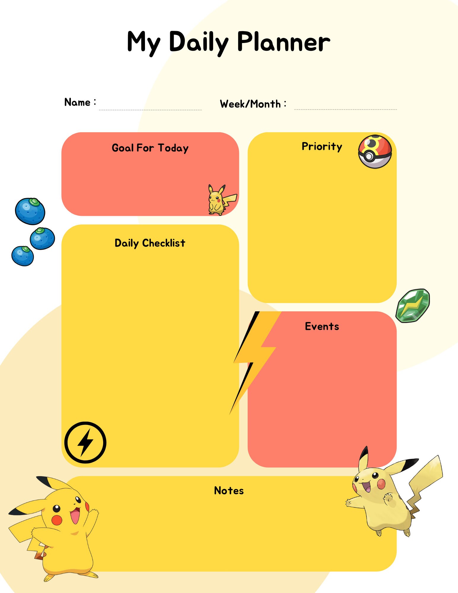Pokémon Daily Planner BUNDLE 8 Pokémon Charizard, Pikachu, Psyduck