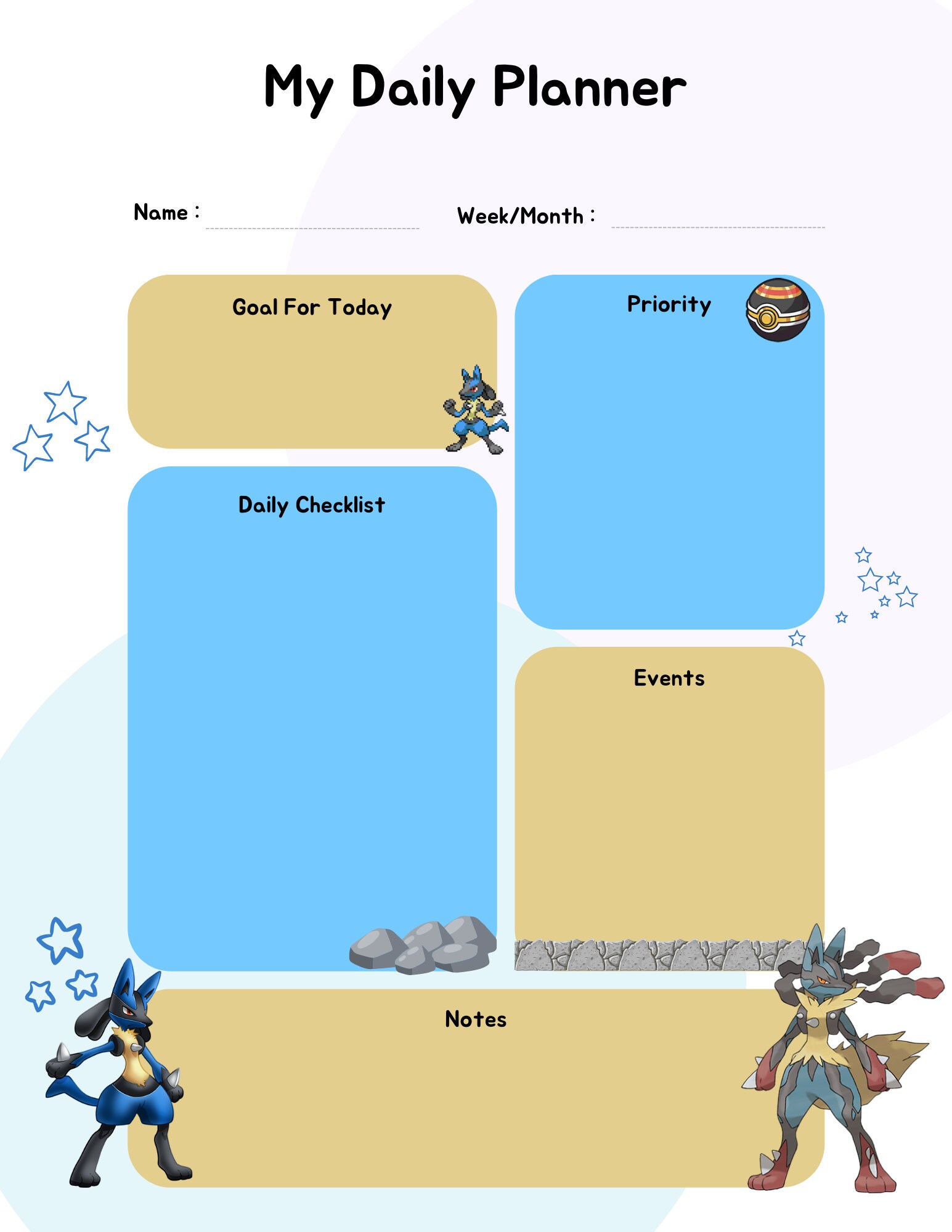 Pokémon Daily Planner BUNDLE 8 Pokémon Charizard, Pikachu, Psyduck