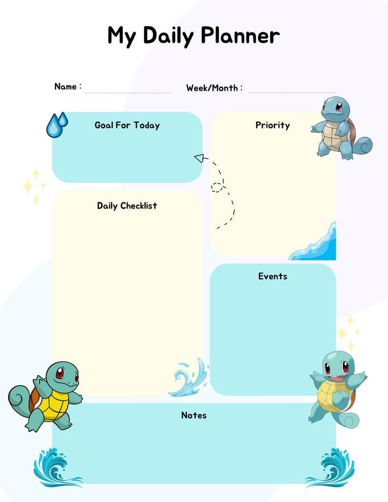 Pokémon Daily Planner BUNDLE 8 Pokémon Charizard, Pikachu, Psyduck
