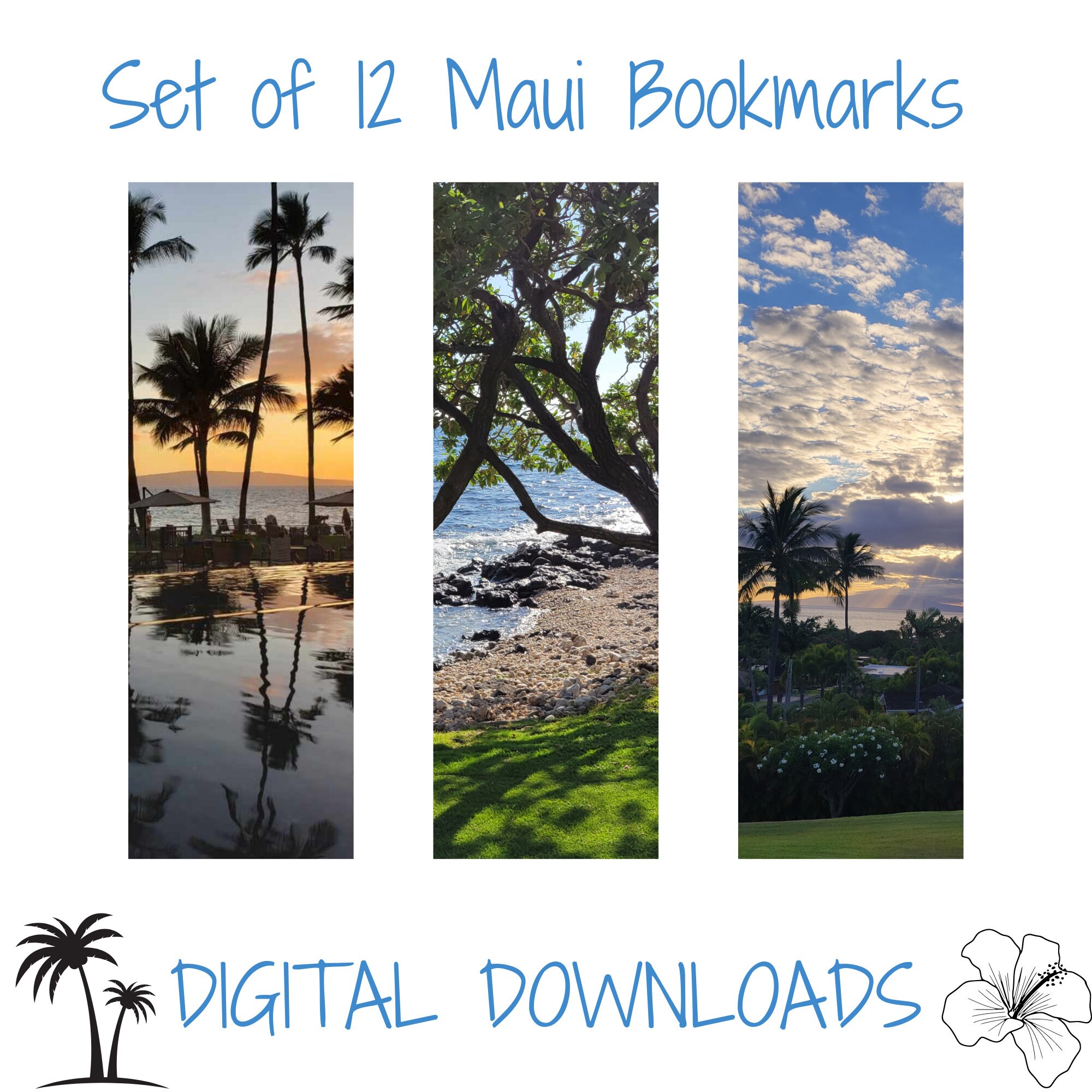 12 Hawaii Digital Bookmarks Maui Photo Hawaiian Bookmarks Beach Palm ...