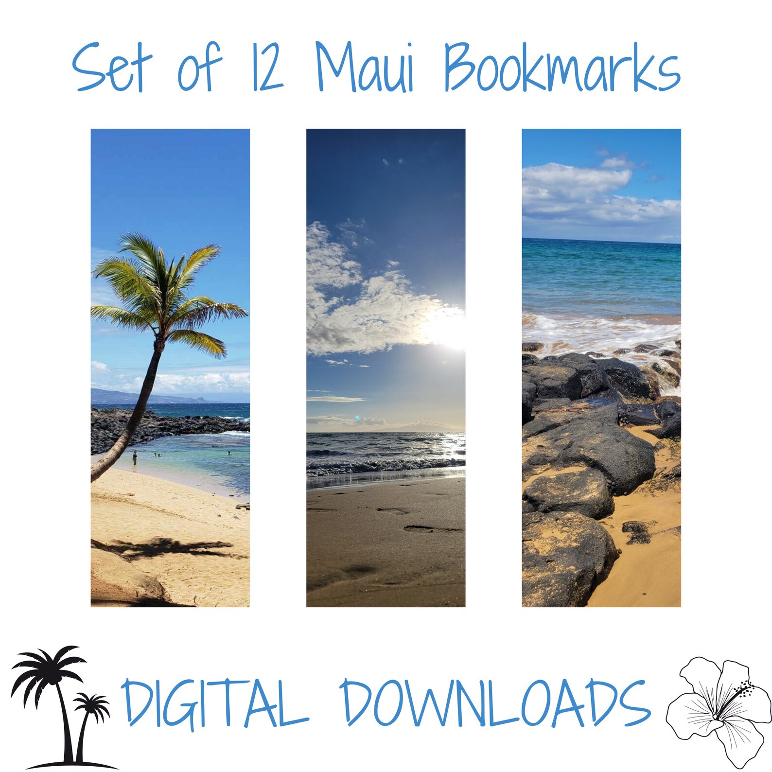 12 Hawaii Digital Bookmarks Maui Photo Hawaiian Bookmarks Beach Palm ...