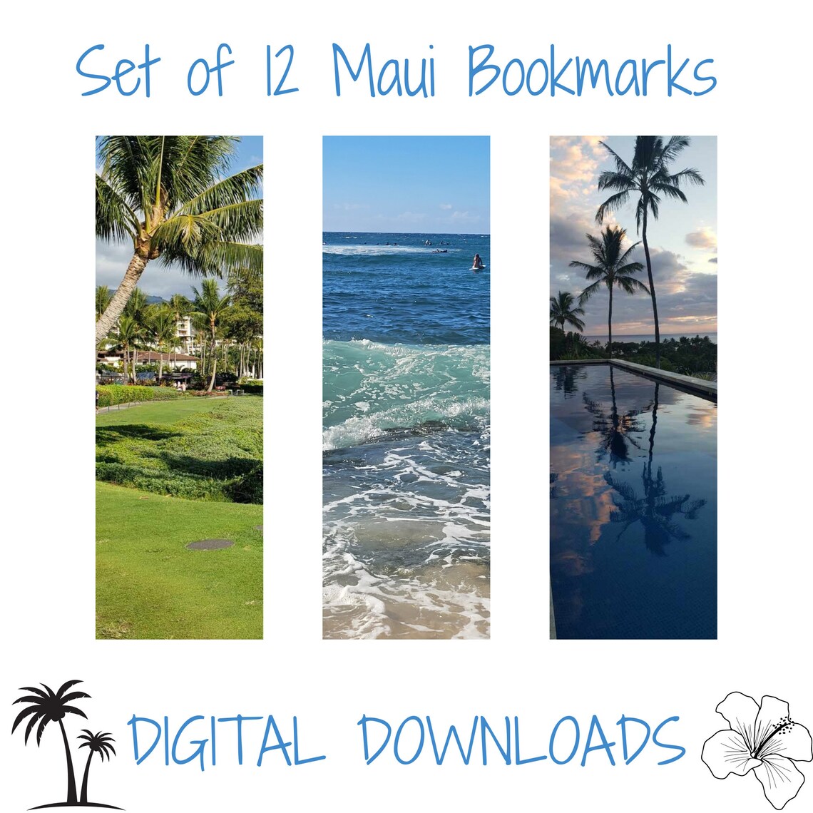 12 Hawaii Digital Bookmarks Maui Photo Hawaiian Bookmarks Beach Palm ...