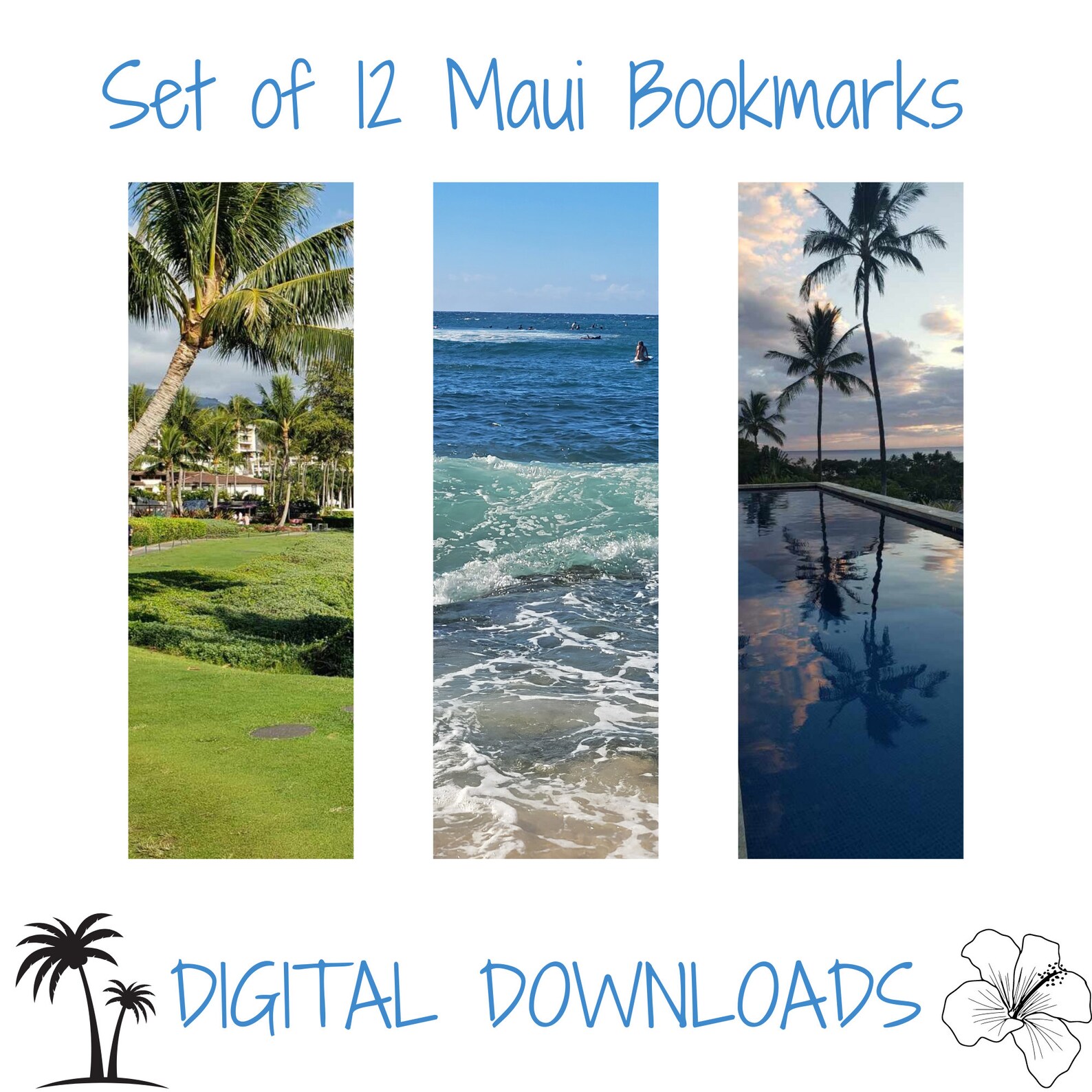 12 Hawaii Digital Bookmarks Maui Photo Hawaiian Bookmarks Beach Palm ...