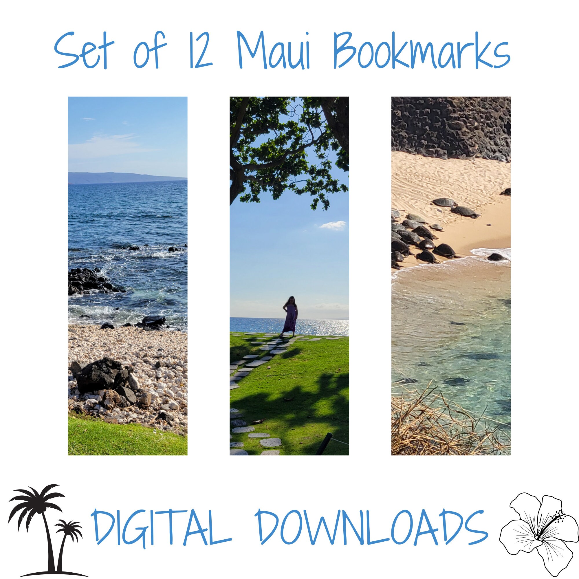 12 Hawaii Digital Bookmarks Maui Photo Hawaiian Bookmarks Beach Palm ...