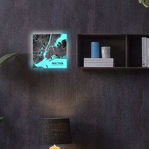 3D Lampe New York Stadtkarte, Geschenk für alle Anlässe, Wand,- Tisch,- Designlampe, Unikat, Porträt Landschaft, Jubiläum, Leuchtbild, USA